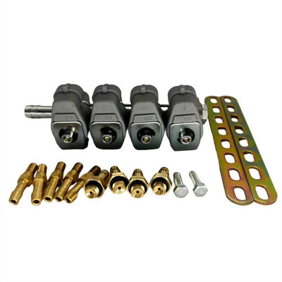 kopen Sequentiële Injector Rail Kit voor CNG met 2 Ohm Weerstand en Aluminium Materiaal voor LPG Conversie online manufacture
